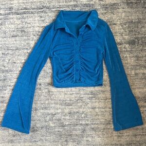 Blue Velvet Long Sleeve Top